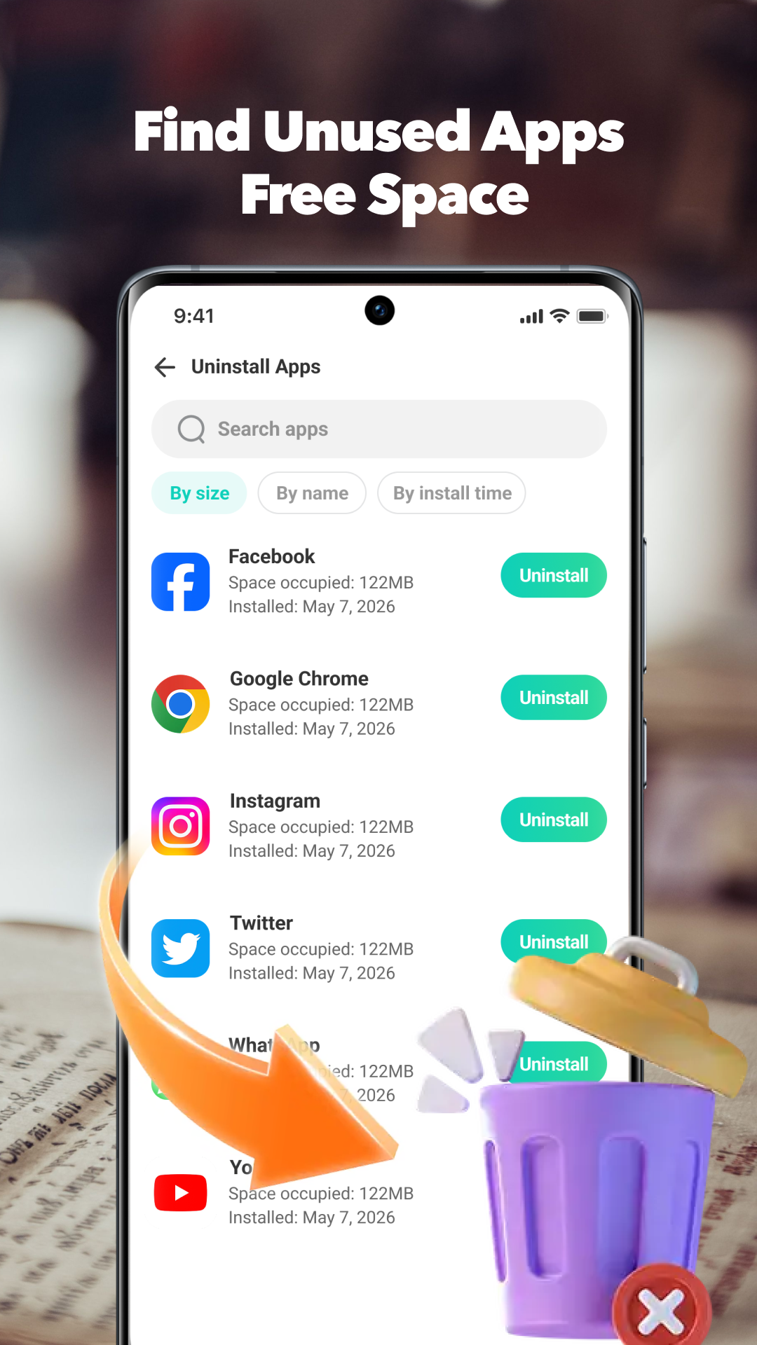 CleanerMax unused app manager screen